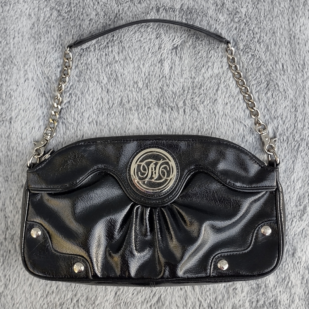 Fabulosity Black Faux‎ Leather Shoulder Bag Clutch